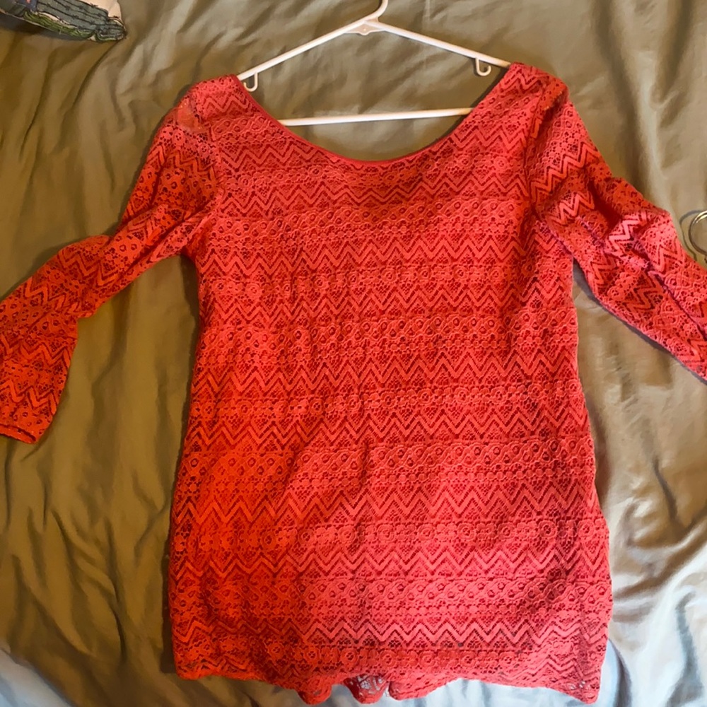 Salmon blouse with bow tie back